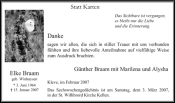 Traueranzeige von Elke Braam von Tageszeitung