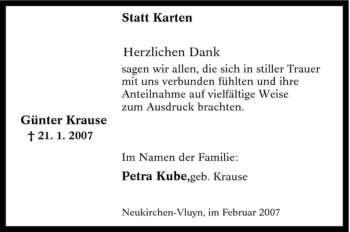 Traueranzeige von Günter Krause von Tageszeitung