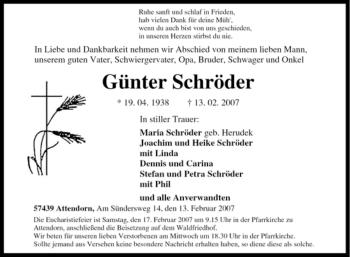 Traueranzeige von Günter Schröder von Tageszeitung