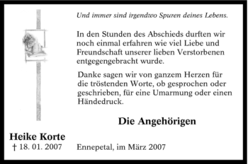 Traueranzeige von Heike Korte von Tageszeitung