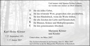 Traueranzeige von Karl-Heinz Körner von Tageszeitung
