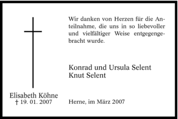 Traueranzeige von Elisabeth Köhne von Tageszeitung