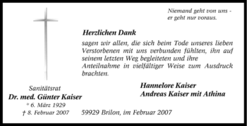 Traueranzeige von Günter Kaiser von Tageszeitung