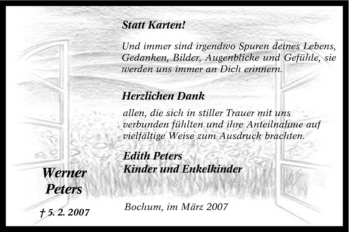 Traueranzeige von Werner Peters von Tageszeitung