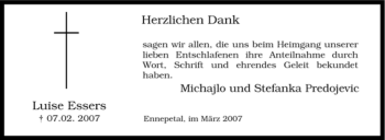 Traueranzeige von Luise Essers von Tageszeitung