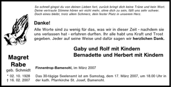 Traueranzeige von Magret Rabe von Tageszeitung