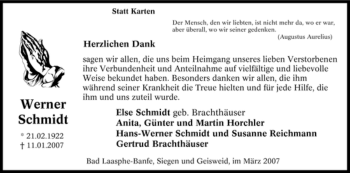 Traueranzeige von Werner Schmidt von Tageszeitung