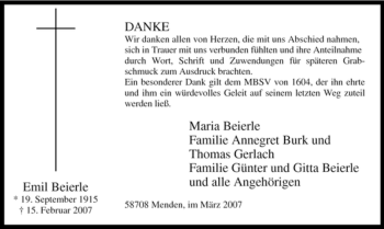 Traueranzeige von Emil Beierle von Tageszeitung