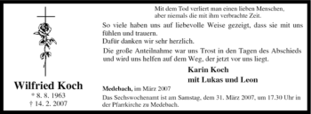 Traueranzeige von Wilfried Koch von Tageszeitung