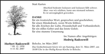 Traueranzeige von Herbert Radczewill von Tageszeitung