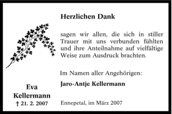 Traueranzeige von Eva Kellermann von Tageszeitung