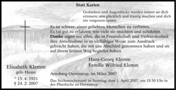 Traueranzeige von Elisabeth Klemm von Tageszeitung