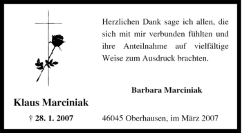 Traueranzeige von Klaus Marciniak von Tageszeitung