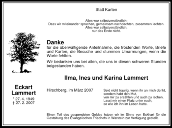 Traueranzeige von Eckart Lammert von Tageszeitung