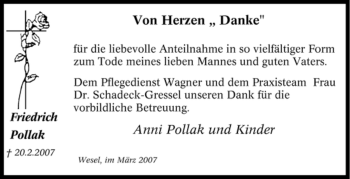 Traueranzeige von Friedrich Pollak von Tageszeitung