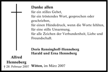 Traueranzeige von Alfred Henneberg von Tageszeitung