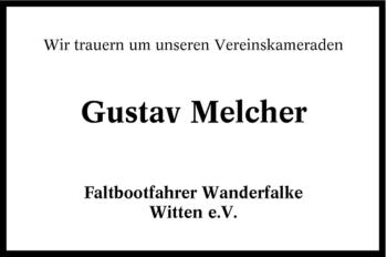 Traueranzeige von Gustav Melcher von Tageszeitung
