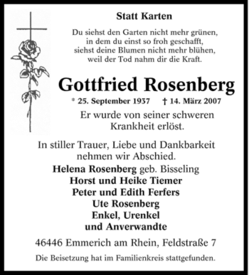 Traueranzeige von Gottfried Rosenberg von Tageszeitung