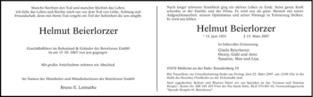 Traueranzeige von Helmut Beierlorzer von Tageszeitung