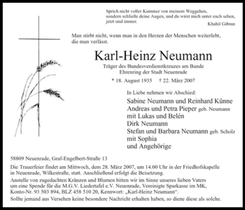 Traueranzeige von Karl-Heinz Neumann von Tageszeitung