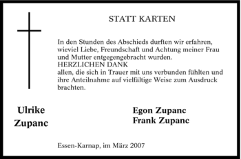 Traueranzeige von Ulrike Zupanc von Tageszeitung