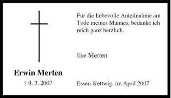 Traueranzeige von Erwin Merten von Tageszeitung