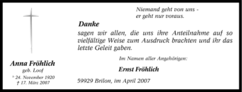 Traueranzeige von Anna Fröhlich von Tageszeitung