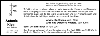 Traueranzeige von Antonie Klein von Tageszeitung
