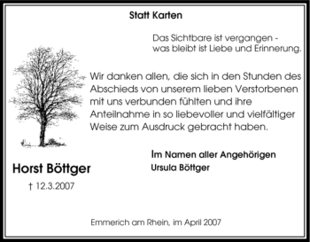 Traueranzeige von Horst Böttger von Tageszeitung