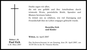 Traueranzeige von Paul Eich von Tageszeitung