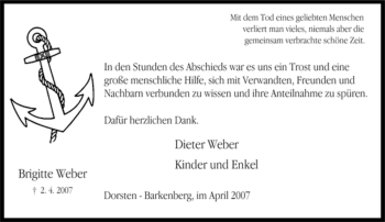 Traueranzeige von Brigitte Weber von Tageszeitung