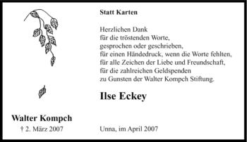 Traueranzeige von Walter Kompch von Tageszeitung
