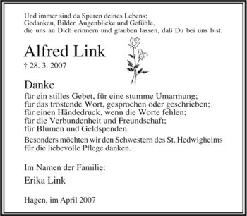 Traueranzeige von Alfred Link von Tageszeitung