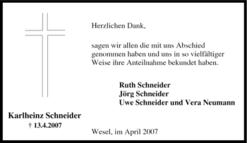 Traueranzeige von Karlheinz Schneider von Tageszeitung