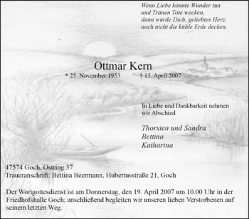Traueranzeige von Ottmar Kern von Tageszeitung