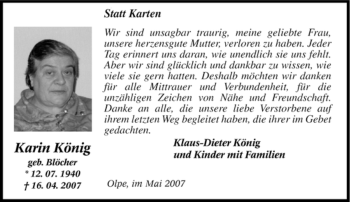 Traueranzeige von Karin König von Tageszeitung