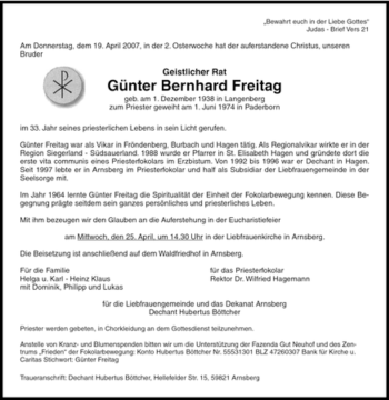 Traueranzeige von Günter Bernhard Freitag von Tageszeitung