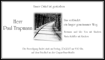 Traueranzeige von Paul Trapmann von Tageszeitung