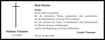 Traueranzeige von Helmut Vinmans von Tageszeitung