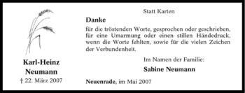 Traueranzeige von Karl-Heinz Neumann von Tageszeitung