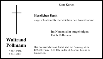 Traueranzeige von Waltraud Pollmann von Tageszeitung