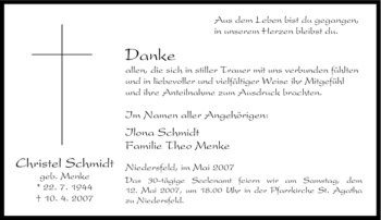 Traueranzeige von Christel Schmidt von Tageszeitung