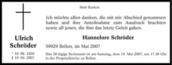 Traueranzeige von Ulrich Schröder von Tageszeitung
