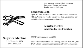 Traueranzeige von Siegfried Mertens von Tageszeitung