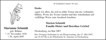 Traueranzeige von Marianne Schmidt von Tageszeitung