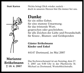 Traueranzeige von Marianne Brökelmann von Tageszeitung
