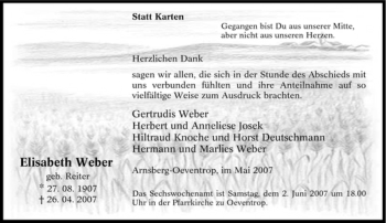 Traueranzeige von Elisabeth Weber von Tageszeitung