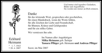 Traueranzeige von Eckhard Heimann von Tageszeitung
