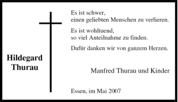 Traueranzeige von Hildegard Thurau von Tageszeitung