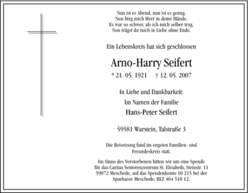 Traueranzeige von Arno-Harry Seifert von Tageszeitung